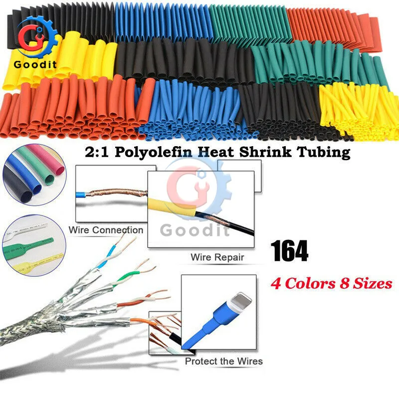 Термоусадочная трубка 164 шт./лот Полиолефиновая термоусадочная в ассортименте