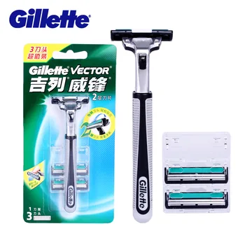 

1handle +2 heads Gillette Vector 3 Shaving Razor With Box Mens Razor Blades Shaving Safety Razor Facial Hair Removers