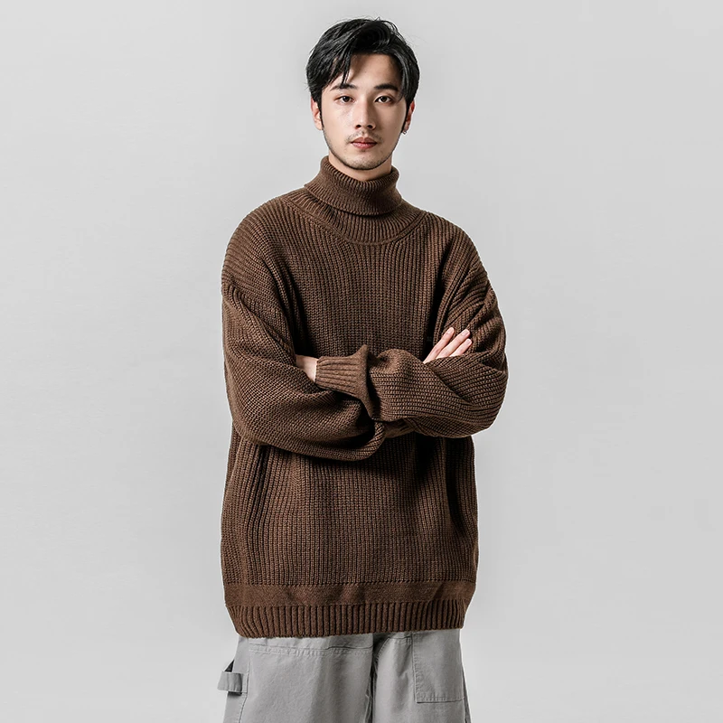 Yasword Men Sweater Pullover Turtleneck Casual Knitting Wool Solid Color Loose Warm Man Knitted Sweatercoat Male High Neck Tops Yasword Men Sweater Pullover Turtleneck Casual Knitting Wool Solid Color Loose Warm Man Knitted Sweatercoat Male High Neck Tops