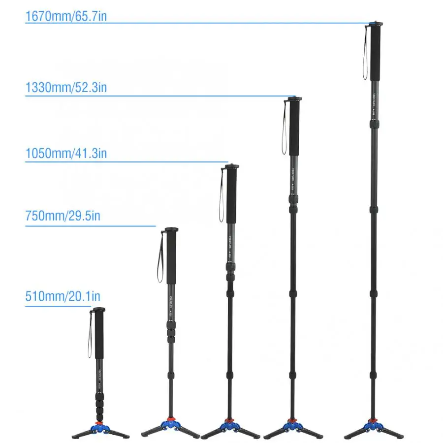 VBESTLIFE 5 Секций Портативный штатив монопод с винтами 1/4 в 3/8 для DSLR камер для путешествий фотографии