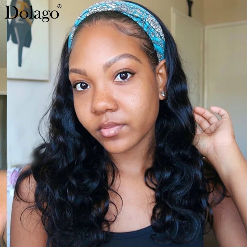 Body Wave Wig 100% Human Hair Wigs With Headband Attached 12-28 inches Brazilian Wavy Hair Wigs Human Hair For Women Head Band