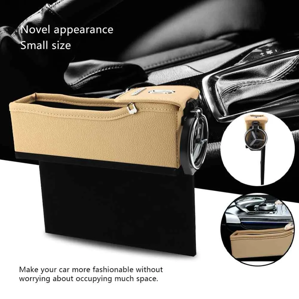 Multi-function Leather Car Storage Box Right Seat Crevice Storage Box Car Pocket Organizer Box Increases in-car storage space