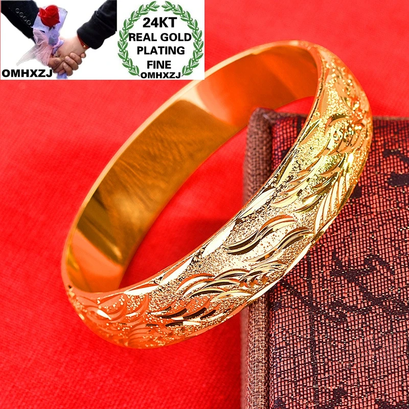 OMHXZJ BA147 Wholesale European Fashion Fine Woman Bride Party Birthday Wedding Gift Dragon Phoenix 24KT Gold Bracelet Bangle | Украшения и