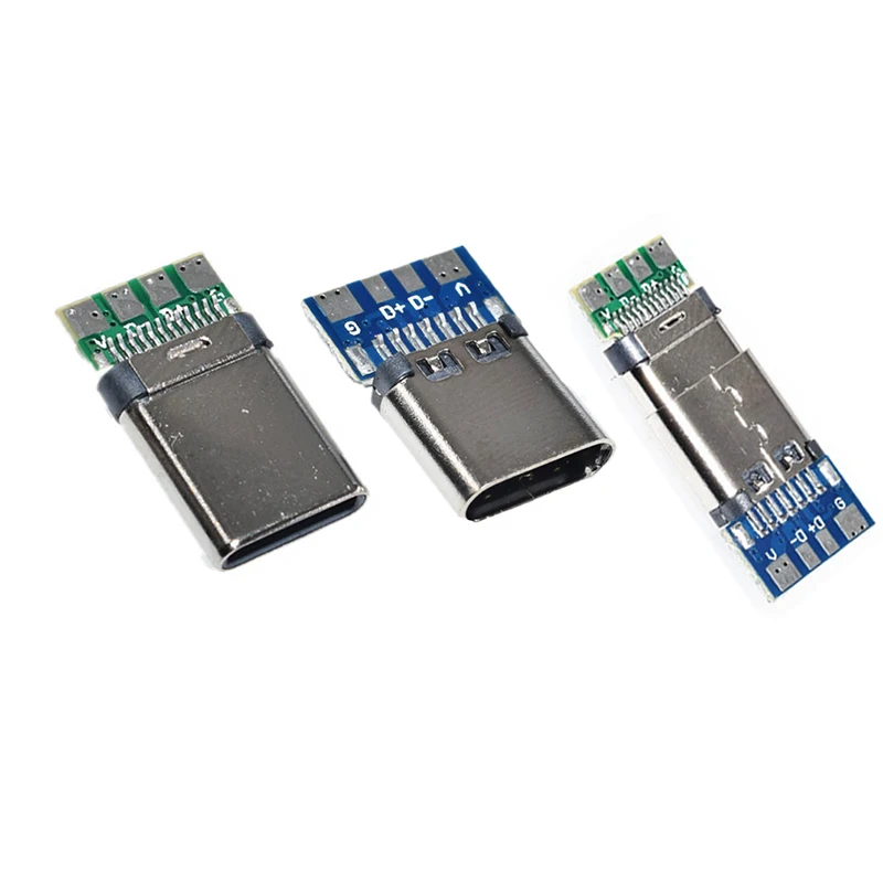 USB 3.1 Type C Connector Male / Female Socket Receptacle Adapter Solder Wire Cable 24 Pins Support PCB Board Port 10Pcs/LOT