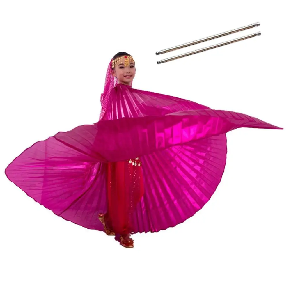 Детский костюм для танца живота, крылья Isis, регулируемые стальные палочки, аксессуары для танца живота, Детский костюм, крылья, индийская одежда - Цвет: Rose Red