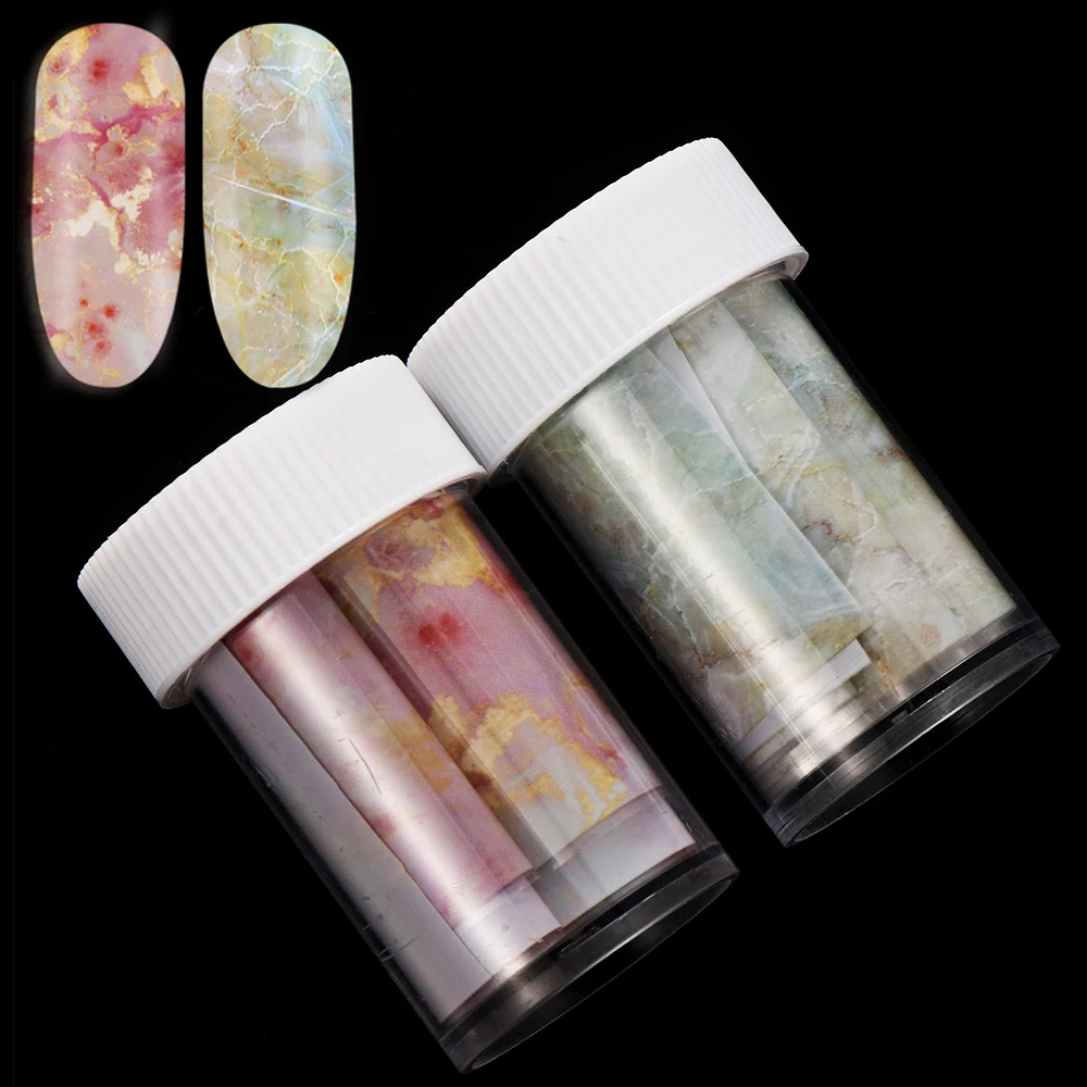 100cm Holographic Decals Pink Marble Nail Foil Sticker Starry Sky Transfer Paper Marble Shining Nail Art Decal Gel Slider