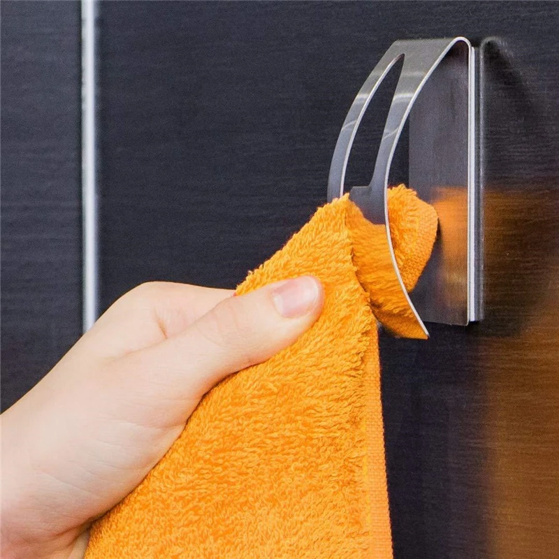 

New Arrival Self Adhesive Sucker Shower Towel Bathroom Kitchen Wall Hook Hanger Holder