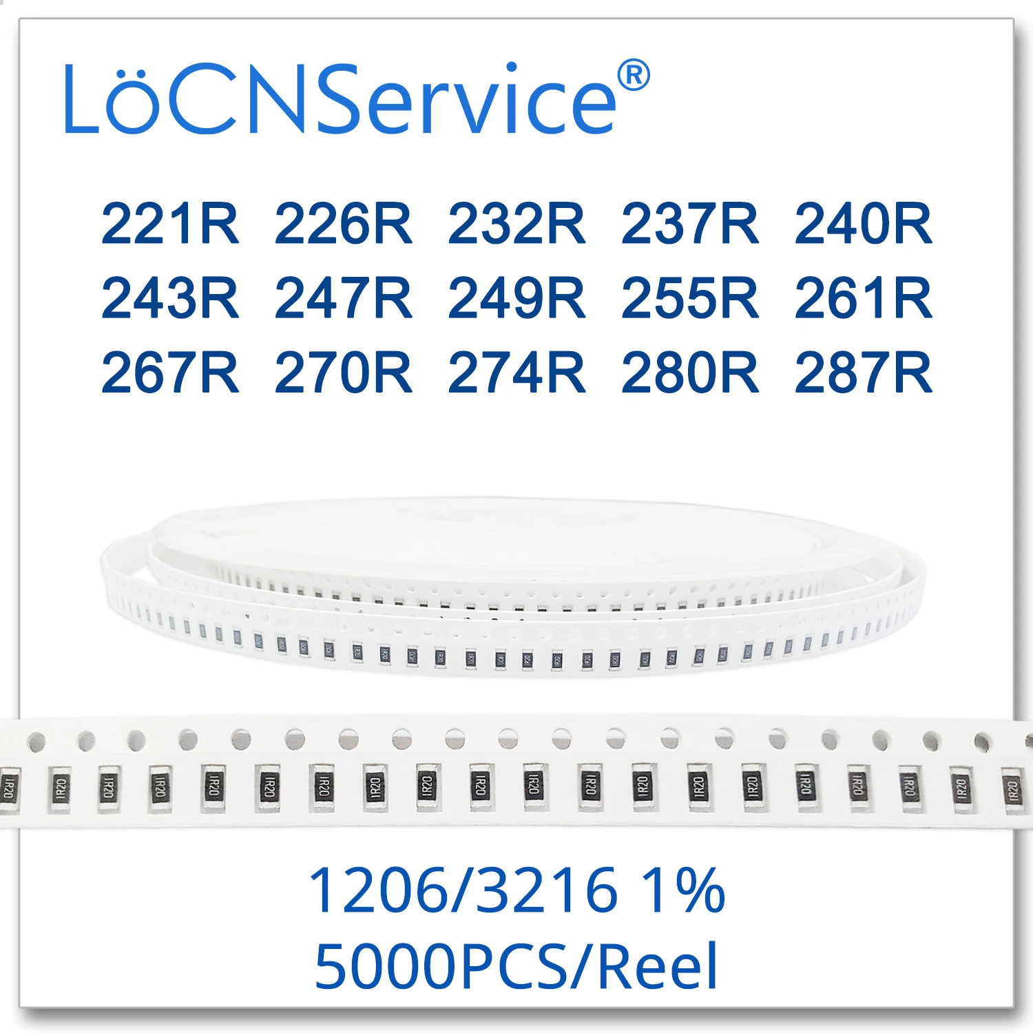 LoCNService 1206 1% 5000 шт. 221R 226R 232R 237R 240R 243R 247R 249R 255R 261R 267R 270R 274R 280R 287R 3216 резистор Ом |