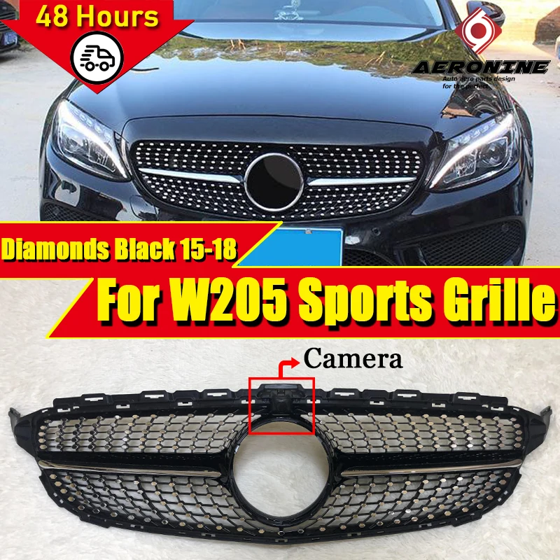 ^*Best Offers W205 Diamonds grille grill Sports ABS Black With camera C class C180 C200 C230 C250 C280 C300 Front Grills without sign 2015-18 ^*Best Offers W205 Diamonds grille grill Sports ABS Black With camera C class C180 C200 C230 C250 C280 C300 Front Grills without sign 2015-18