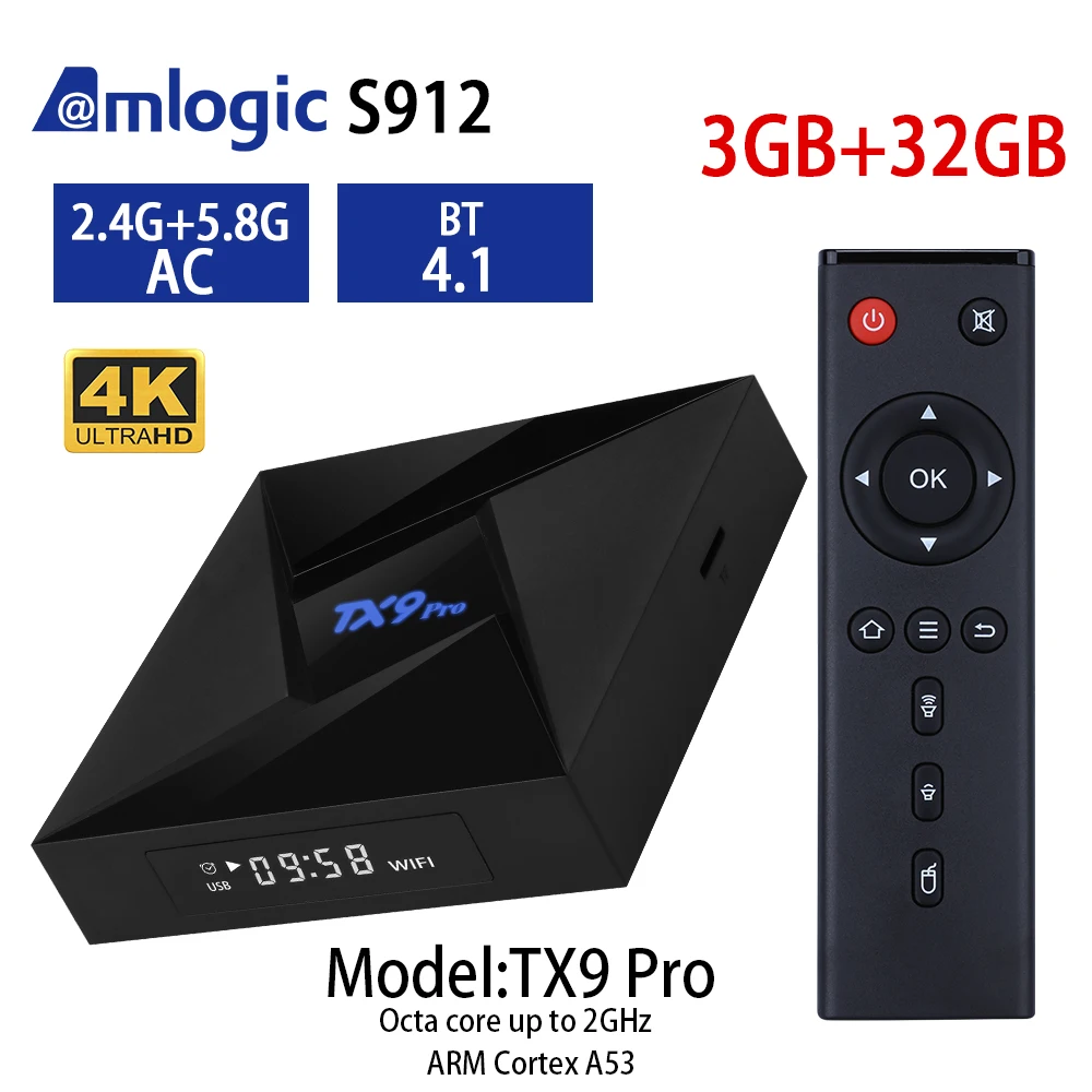 3 Гб оперативной памяти 32 встроенной ТВ коробка Android 7 1 TX9pro Amlogic S912 4K IP голосового