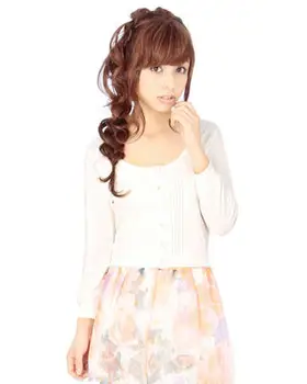 

JUGE ETTA Multi-layer transparent lace pure color seven-sleeve cardigan shirts