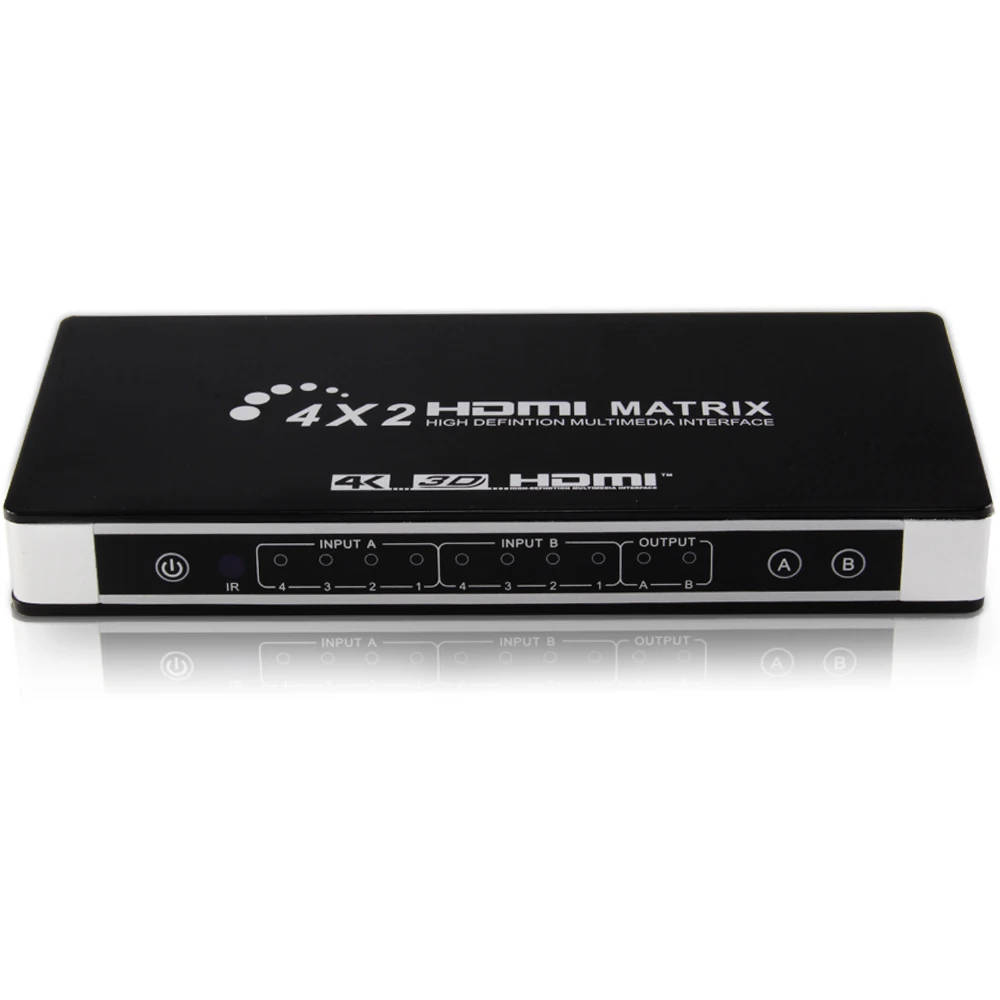 4K HDMI матрица 4X2 с аудио выход HDMI Сплиттер 4 в 2 Выход HDMI 1,4 в 4 к X 2 к/30 Гц с ИК-пультом дистанционного управления и адаптером питания