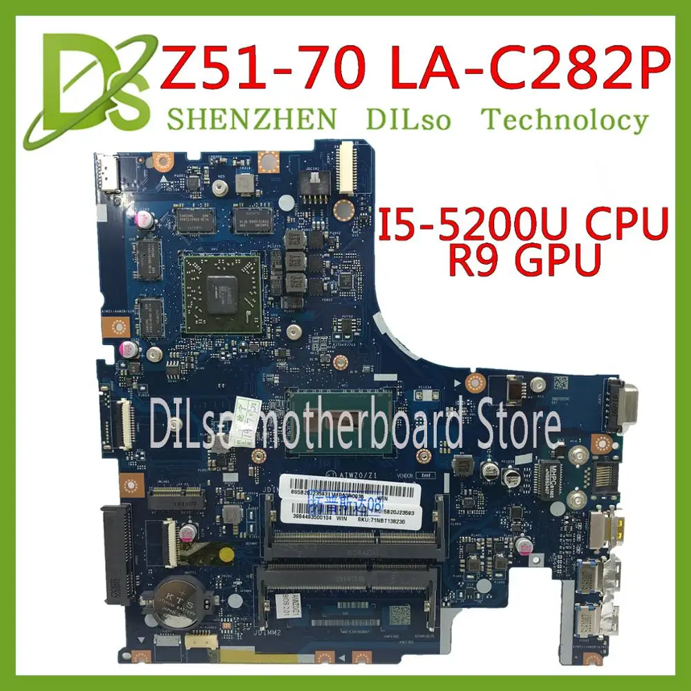 80% OFF  KEFU LA-C282P mainboard For Lenovo Notebook Z51-70 AIWZ0/Z1 LA-C282P laptop motherboard I5-5200U R9