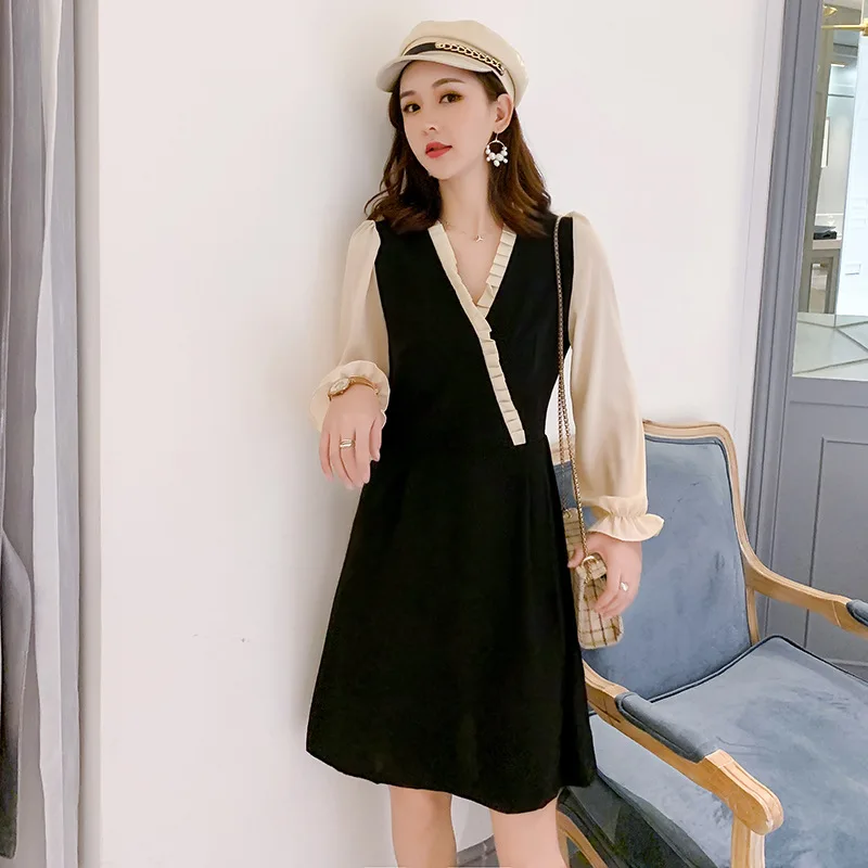 

2019 Autumn Clothing New Style Korean-style Slim Fit Slimming French Platycodon Grandiflorum Skirt Waist Hugging Chiffon Mid-len