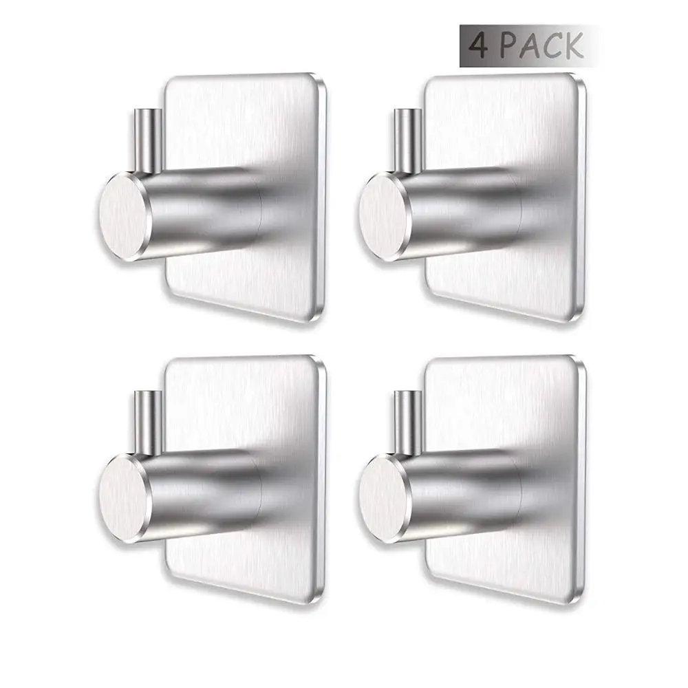 

Self Adhesive Hooks 4 Pack Stainless Steel Coat Robe Hooks Heavy Duty Wall Hook for Office/Bathroom/Bedroom/Home/Kitchen