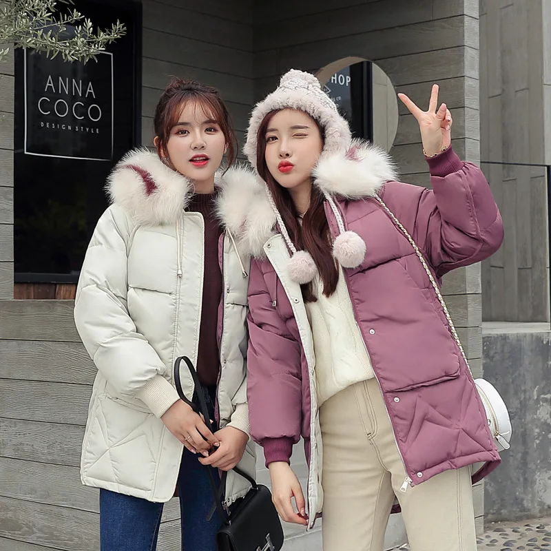 

Cotton-padded Clothes Women's 2019 Winter New Style down Jacket Cotton-padded Clothes Mid-length Korean-style-Style Loose-Fit Ho