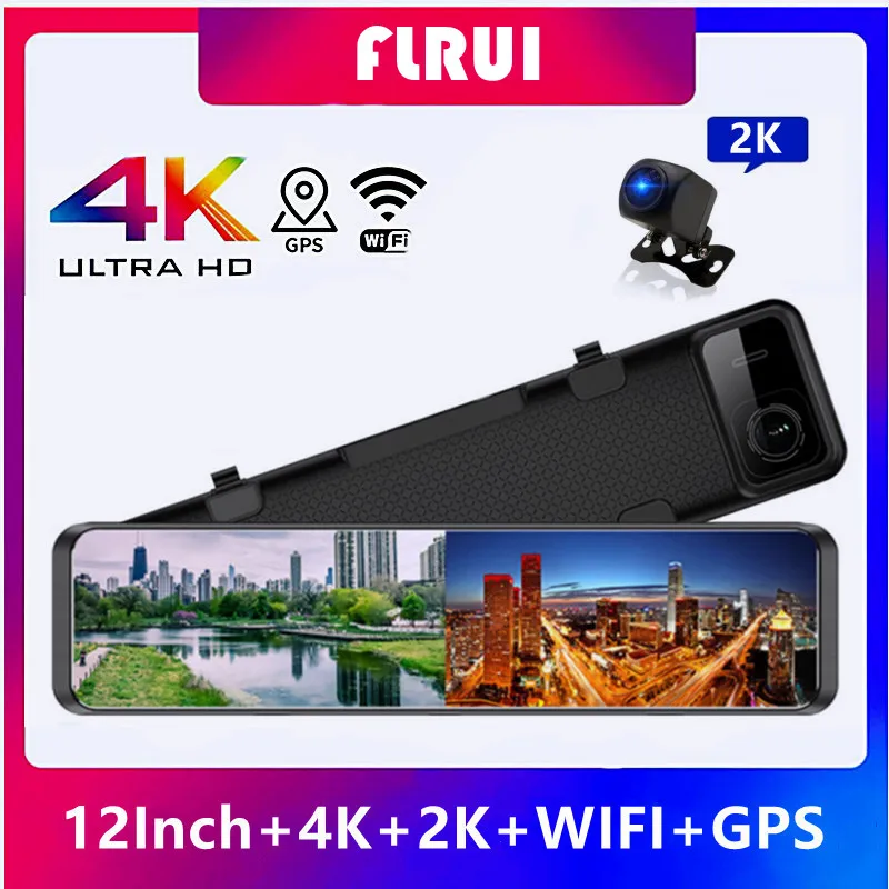 4K 3840*2160P 12-дюймовый автомобильный видеорегистратор с Wi-Fi GPS Sony IMX415 зеркало заднего