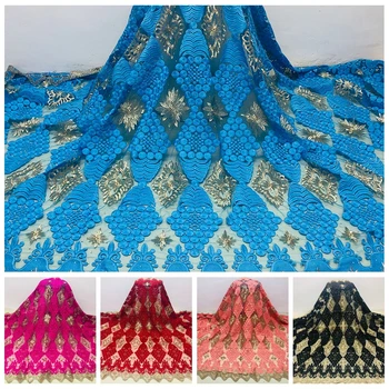 

Latest African French Lace Fabric High Quality Tulle Cord Lace Fabric For Wedding LSL-2