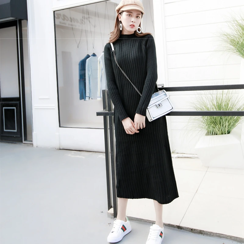 Details about  / Autumn Winter Knitted Maternity Sweater Dress Elegant Maxi For Pregnant Women