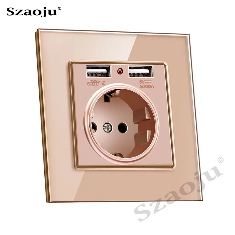 Настенная розетка Szaoju с двумя USB портами 110 А немецкая настенная цоколем Bayer 16