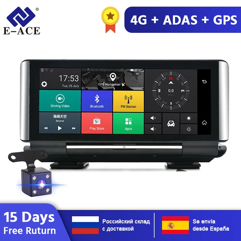 

E-ACE Car DVR GPS Android 5.1 4G Navigation Tracker 7" Car Camera WIFI FHD 1080P ADAS Video Recorder For Car Tourism Navigators