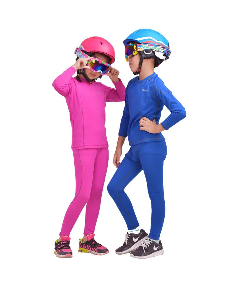 Зимний детский комплект термобелья для катания на лыжах, Быстросохнущий дышащий Теплый детский комплект спортивного нижнего белья для катания на сноуборде, лыжах, спортивный костюм
