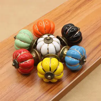 

6pcs Ceramic Knobs Handle Pumpkin Design Drawer Knobs Door Handle Knob for Cabinet Furniture