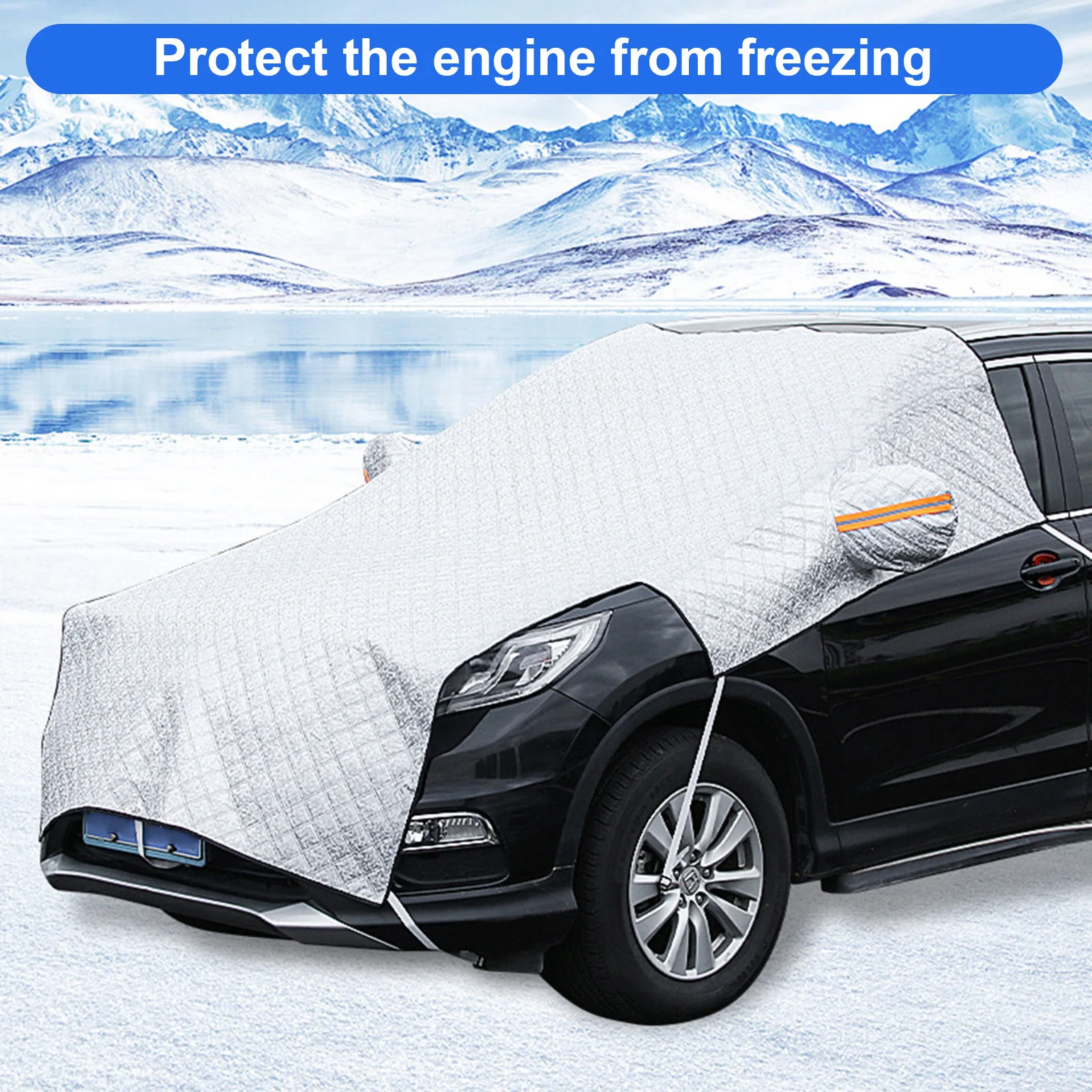 Car Windshield Snow Cover, Half Car Cover Top Waterproof All Weather,  Winter Car Cover Windproof Dustproof UV Resistant Snowproof Car Body Covers 