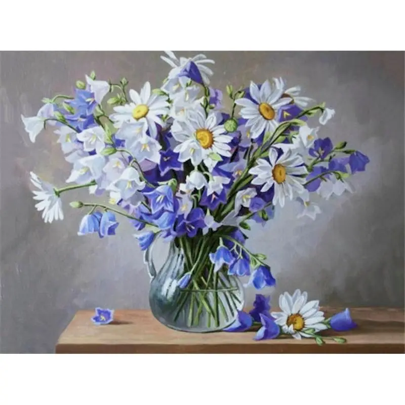 Painting lavender flowers in a vase artwork Bouquet art wall