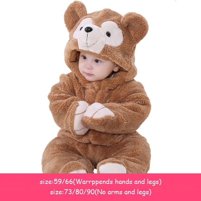 Детская одежда для мальчиков и девочек верхняя одежда на осень и зиму цельнокроеное хлопковое пальто для новорожденных 0-3 лет - Цвет: Bear Thickened H3459
