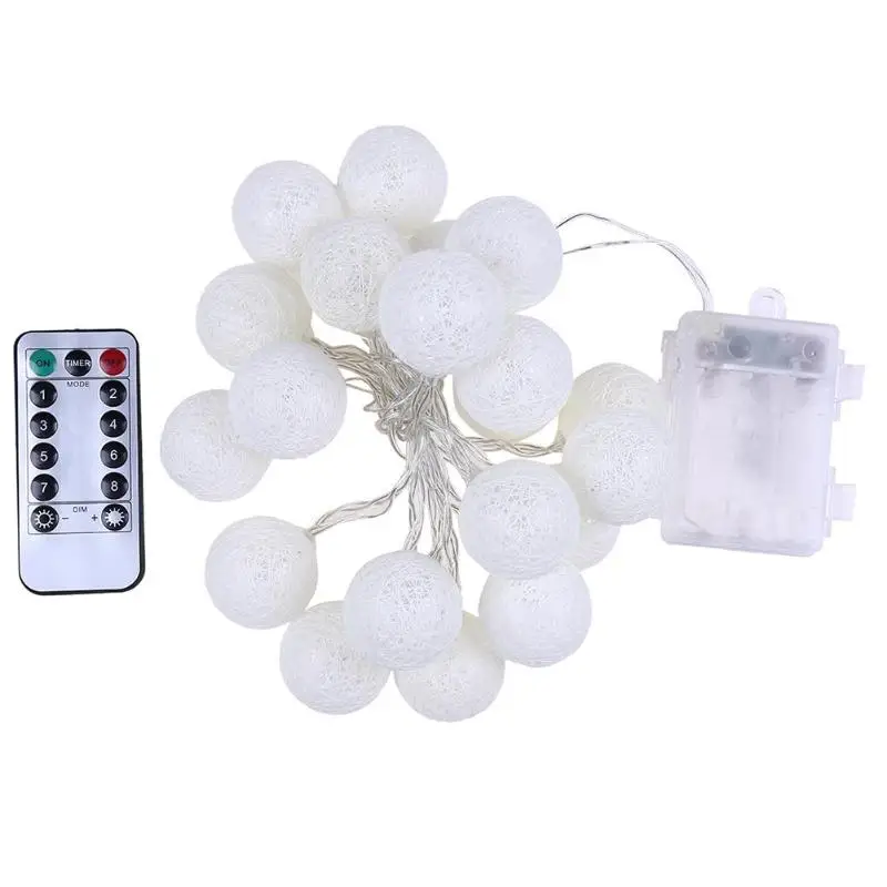 20LED Cotton Balls Garland String Lights Fairy Lamp Holiday Bedroom Decor String Lights Cotton Ball Light Chain Christmas Lights - Испускаемый цвет: Beige