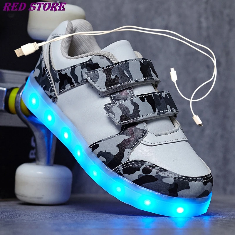 

Size 25-37 USB Charging Children Boys Shoes with Sole Enfant Led Light Glowing Luminous Sneakers for Girls Shoes Kids Led Shoes