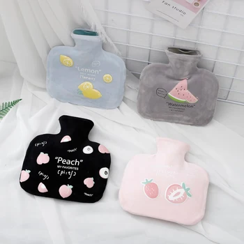 

Winter Warm Cartoon Hot Water Bottle PVC Stress Pain Relief Therapy Hot Water Bag With Knitted Soft Cozy Cover Hand Bag Tool