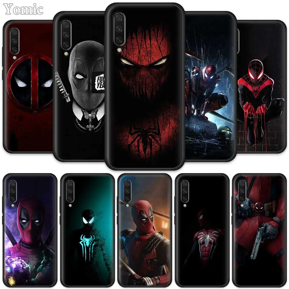 

Marvel Deadpool Spiderman Case for Xiaomi Mi A3 Lite CC9E CC9 9T 6X Mi 8 A2 Lite Redmi K20 Pro Note 6 7 Black Silicone Cover