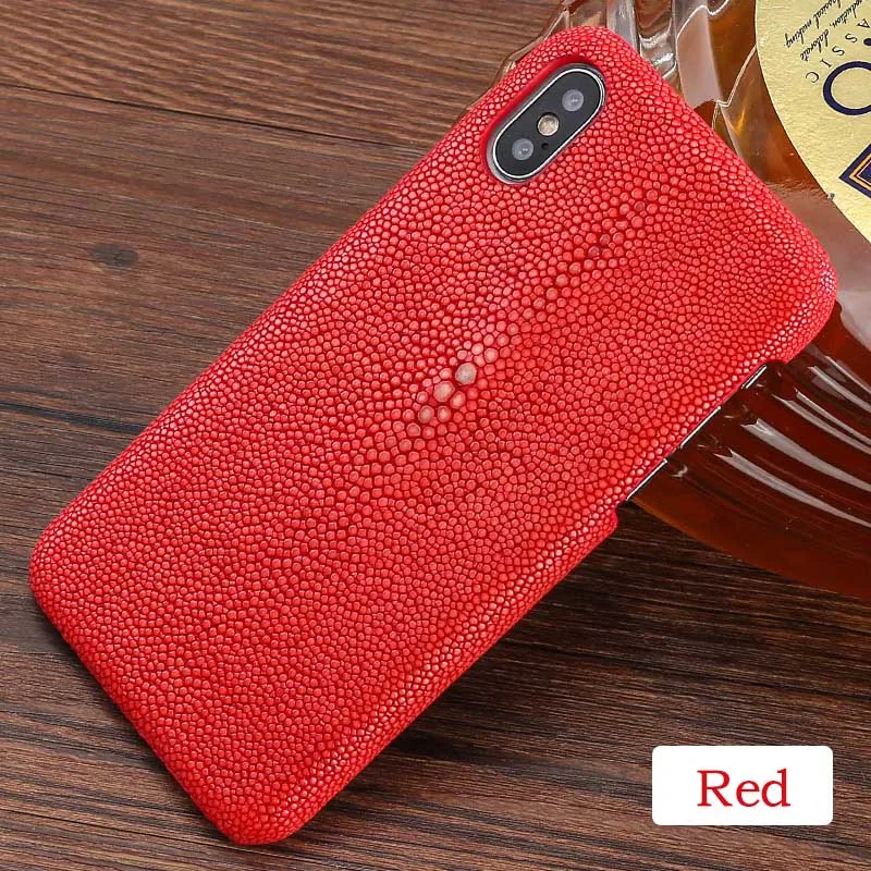 Red Роскошный чехол для телефона s для iPhone 6, 6s, 7, 8 Plus, 11 Pro, X, Xs Max, чехол, настоящая жемчужина, рыбья кожа, задняя крышка для 6s, p, 7, p, 8 p, чехол - Цвет: Red