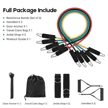 

11 PCS Tension Resistance Band Set and Exercise Stretch Fitness Home Set 150 lbs Resistance Bands for Gym Fitness Training Yoga