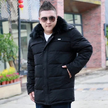 

New thick fat man 150 kg middle-aged father loaded large size fur collar plus fertilizer to increase the collar men's down jacke