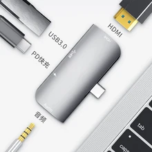 4 в 1 USB-C USB 3,1 type C концентратор USB 3,0 HDMI 4K 30HZ 3,5 мм аудио o type C PD зарядный адаптер для Macbook huawei Matebook