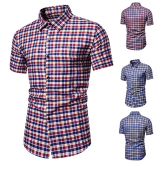 

Men's brand new summer personalized fashion business leisure beach resort Hawaiian shirt short sleeved plied shirt men harujuku