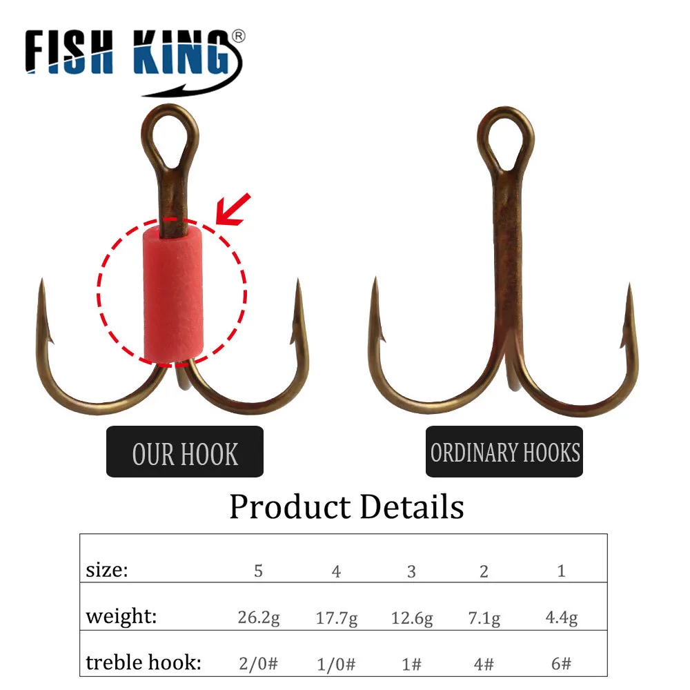 FISH KING 스피너 미끼, 스푼 미끼, 파이크 금속, 트레블 후크, 인공 배스 미끼, 낚시 미끼, 4.4g, 7.1g, 12.6g, 17.7g, 26.2g