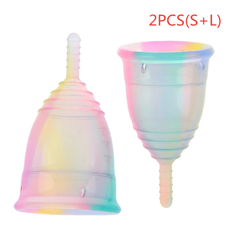 1PC/2PCS Colorful Women Cup Medical Grade Silicone Menstrual Cup Feminine Hygiene Menstrual Lady Cup Health Care Period Cup