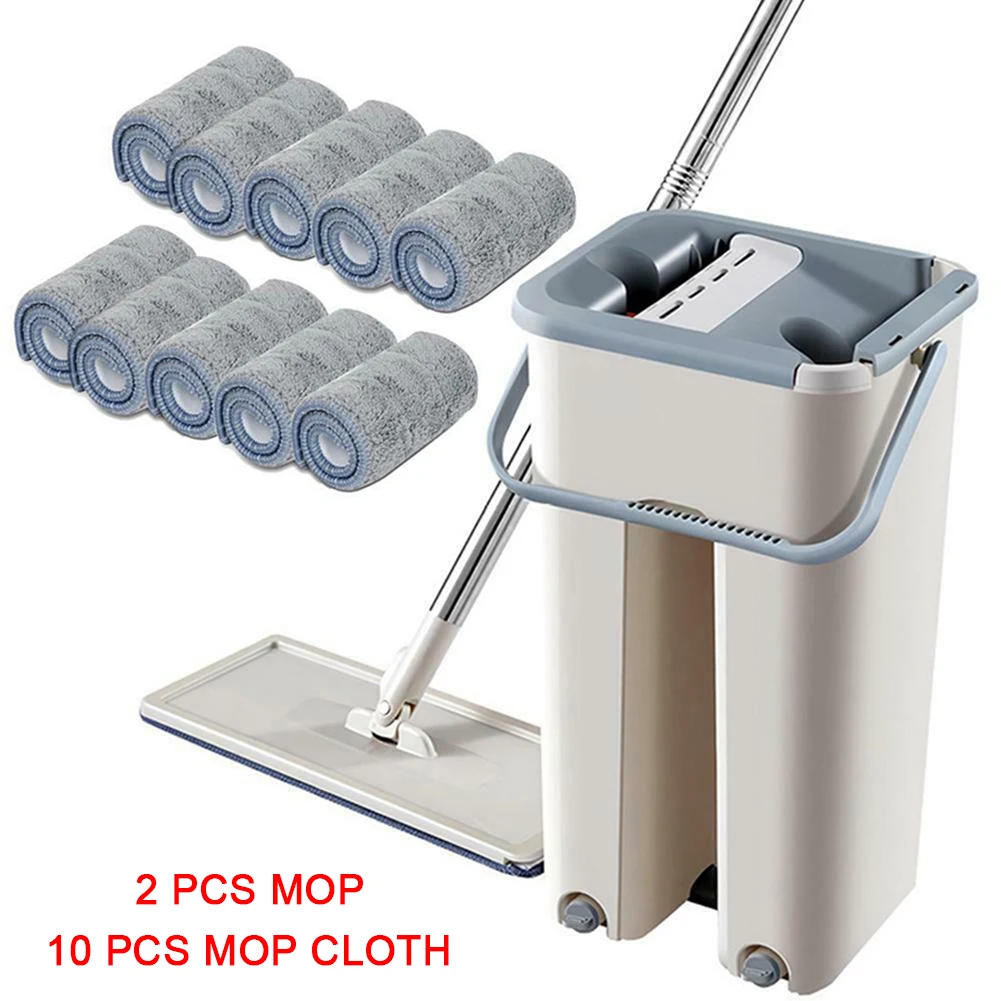 2pcs mop 10 cloths Горячая Ручная стирка плоская Швабра для чистки ленивый набор инструментов вращающаяся на 360 градусов плитка мраморный пол для дома 688 - Цвет: 2pcs mop 10 cloths