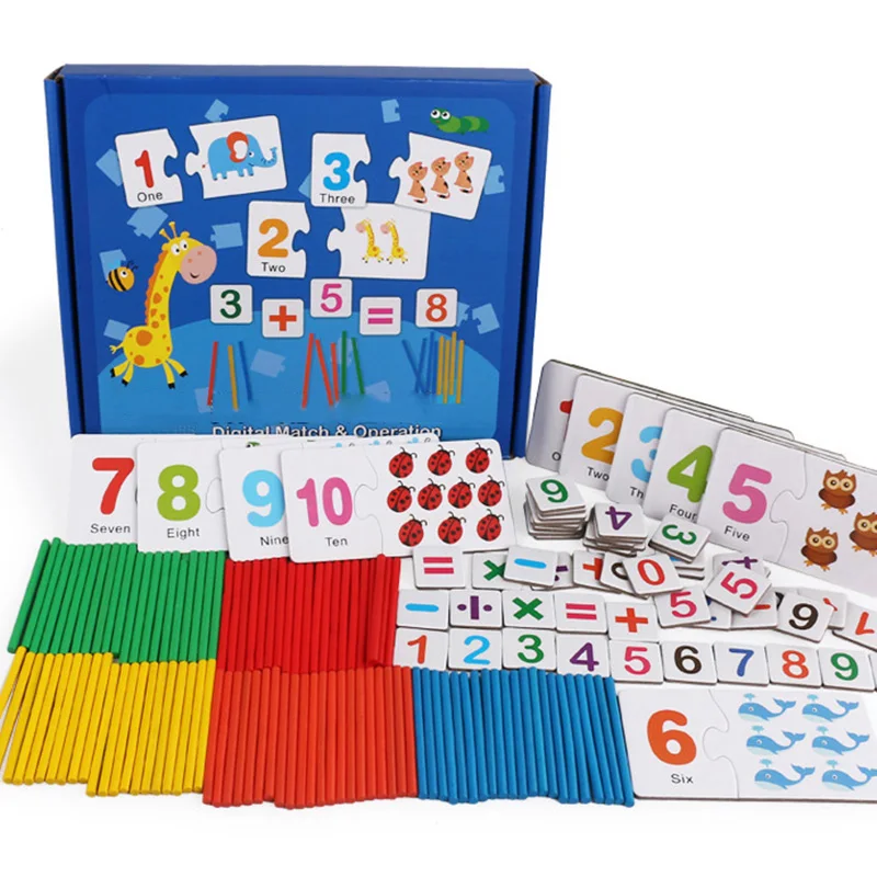 

Children's Montessori Educational Toys Kids Early Learning Puzzle Count Number Matching Math Intelligence Develop Toys Gifts