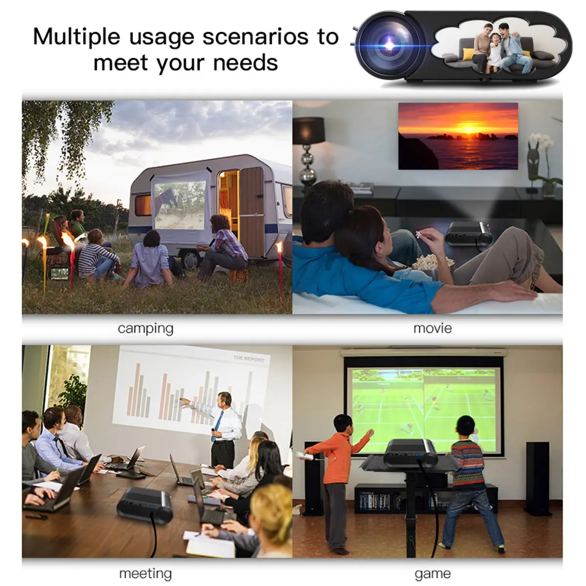 Flash Deals GjDpL 4K 3800 Lumes mini projecteur LED Vidéoprojecteur Portable pour La Maison Extérieure de Soutien au Cinéma HD Affichage Pour iPhone/Android