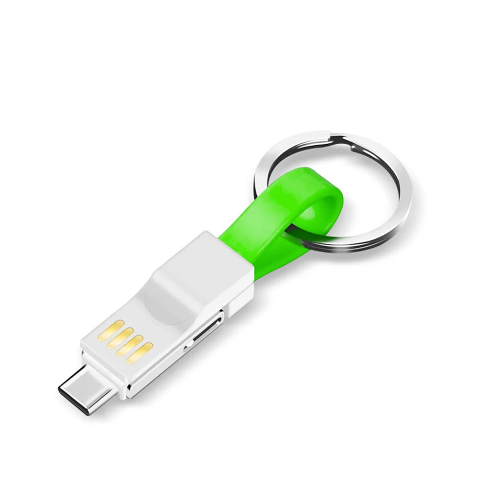 3 в 1 Мини брелок USB кабель Micro usb type C зарядный кабель для iPhone iPod быстрое зарядное устройство кабель синхронизации данных и зарядки кабель - Цвет: Зеленый
