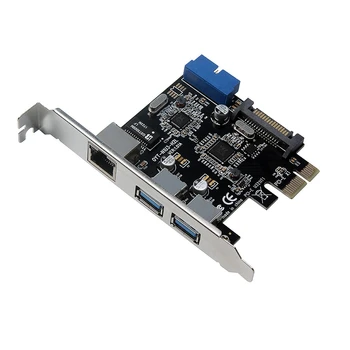 

USB 3.0 PCI-E Expansion Card Ethernet Adapter 3 Port HUB 10/100/1000 Mbps PCI-E to RJ45 Gigabit Network LAN Adapter Network Card