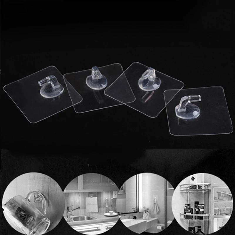 

1/5Pcs Transparent Anti-skid Strong Sticking Wall Hook Adhesive Hook Waterproof Storage Hanger 2KG Seamless Hanger Kitchen