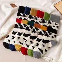 Осенне-зимние носки в студенческом стиле Модные дышащие хлопковые носки с цветным принтом женские носки