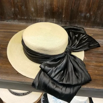 

01912-HQ-SW258039B FINE paper grass big bowknot lady sun cap women leisure holiday beach hat