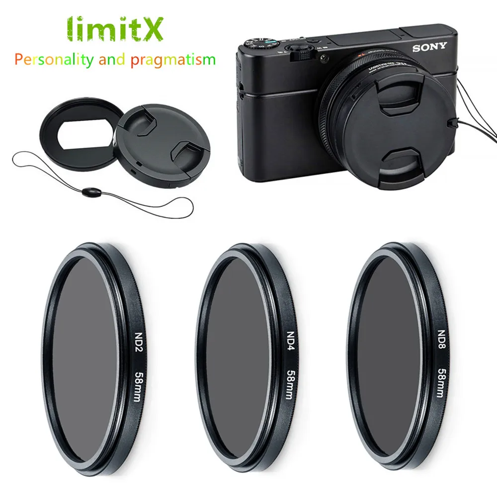 

ND2 ND4 ND8 Neutral Density ND Filter & Adapter Ring lens cap keeper for Sony RX100 Mark VII VI V VA IV III II Digital Camera